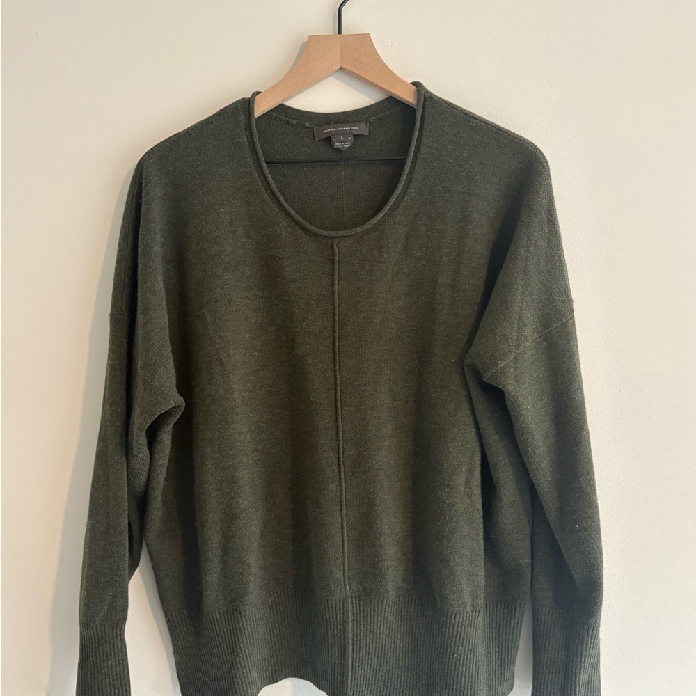French Connection Olive Green Crew Neck Sweater